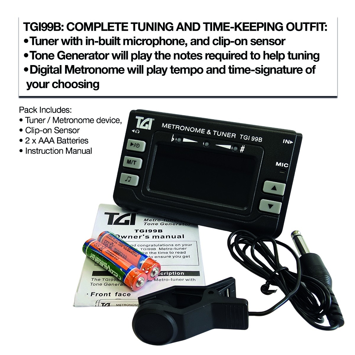TGI Tuner Chromatic Tuner & Metronome with Clip On Sensor - Image 1