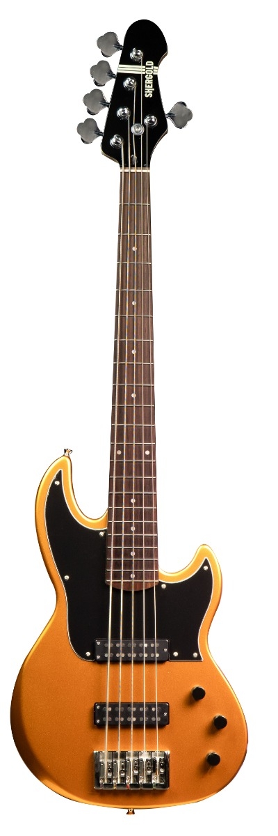 Shergold Libertine Standard Bass SBL15 Metallic Gold Gloss - 5 String - Image 1