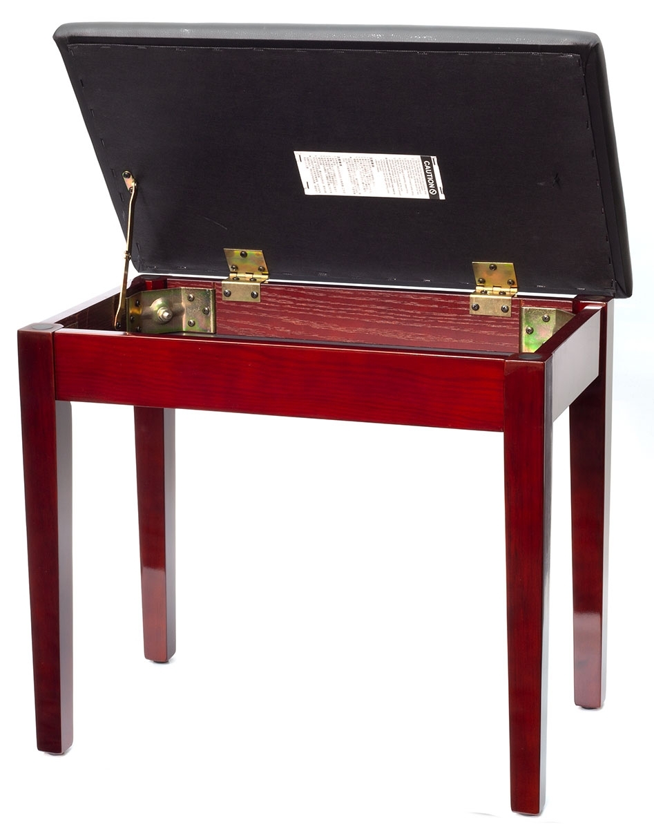 Montford Storage Piano Stool - Gloss Mahogany Finish - Image 2