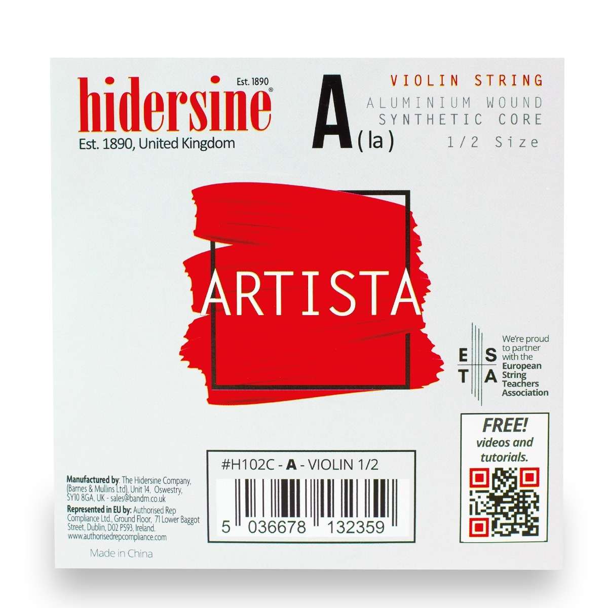 Hidersine Artista Violin A String – Aluminium Wound, Synthetic Core – 1/2 Size - Image 1
