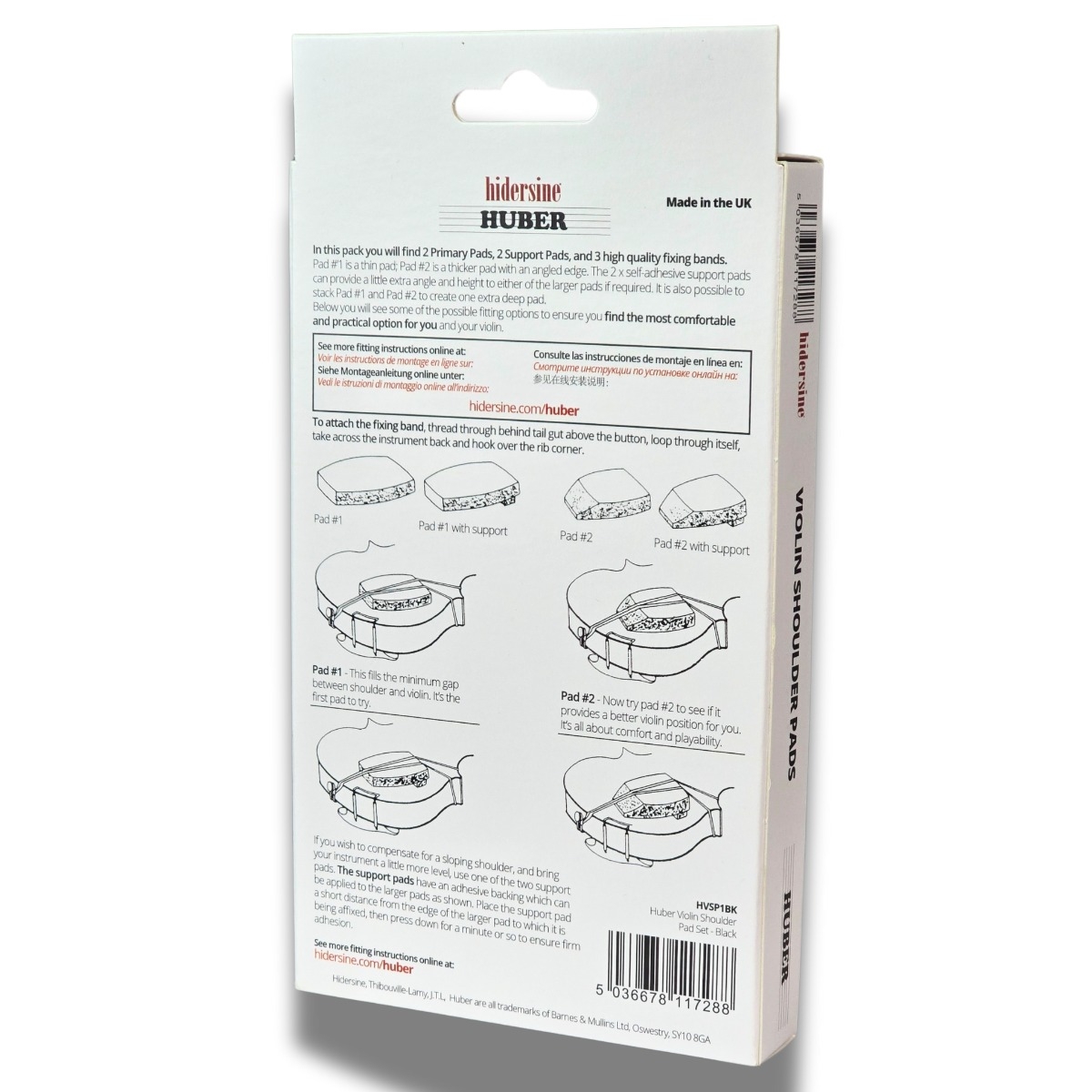Huber by Hidersine Violin Shoulder Pad – Non-Slip Foam Support Set for 1/8 to Full Size Violins & Violas – Adjustable, Lightweight & Trusted by Teachers – Made in the UK - Image 2