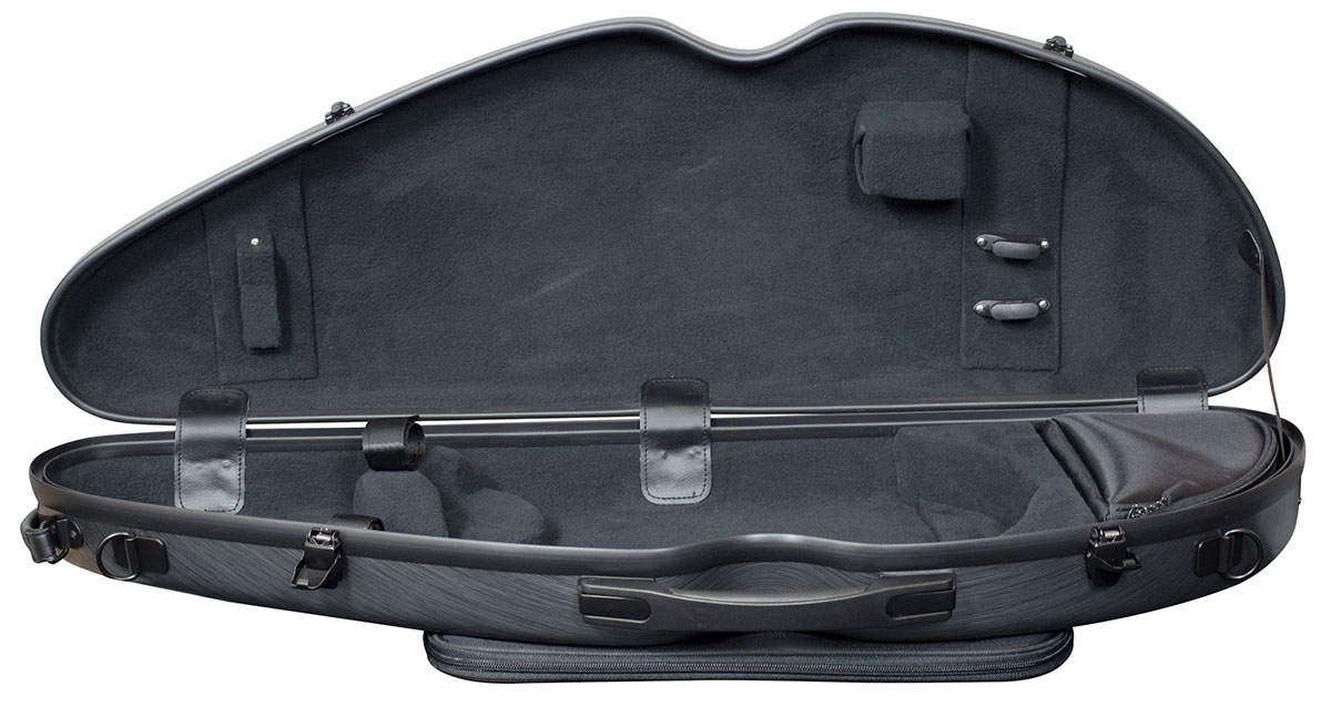 Hidersine Violin Case - Polycarbonate Halfmoon Brushed Silver - Image 3