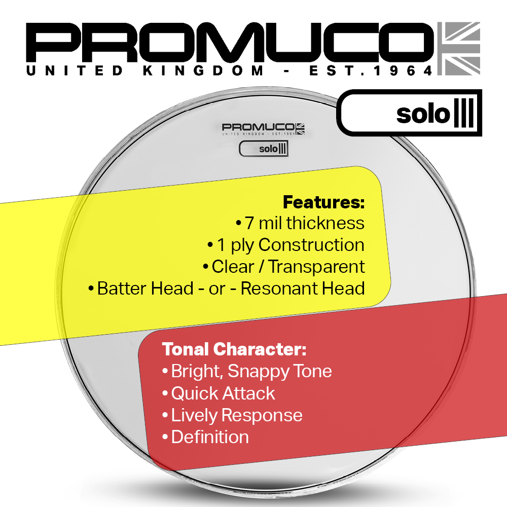 Promuco Solo Drumhead Clear Toms/Snare 14" - Image 5