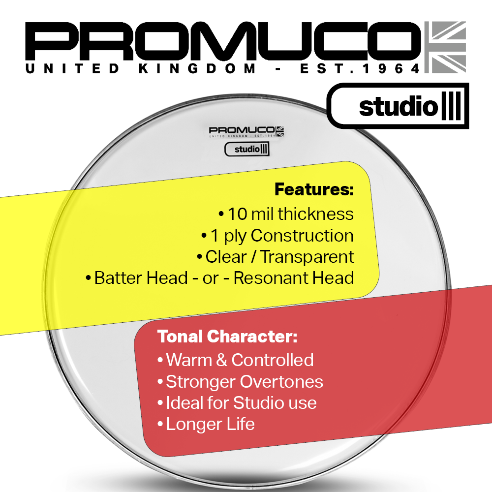 Promuco Studio Drumhead Clear Tom/Snare 14" - Image 5