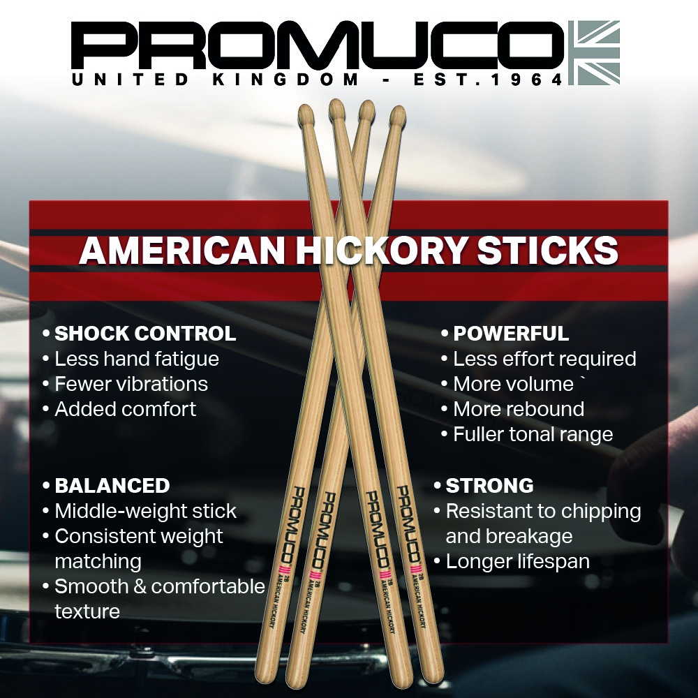 Promuco Drumsticks - Hickory 2B - Image 3