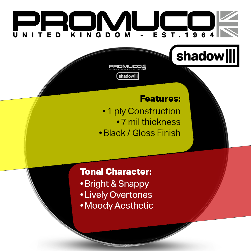 Promuco Shadow Drumhead Black Bass Drum 20" - Image 5