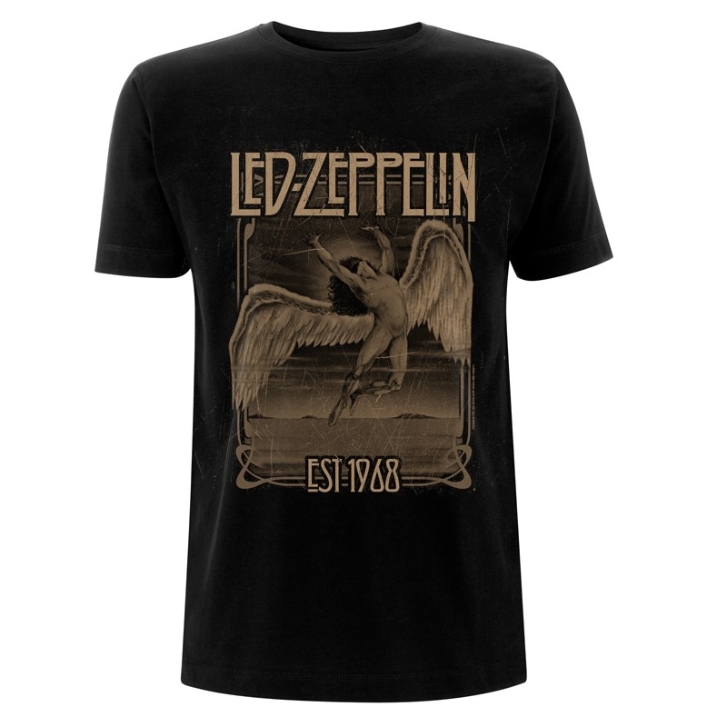 Led Zeppelin T-Shirt Large - Faded Falling Black - Image 1