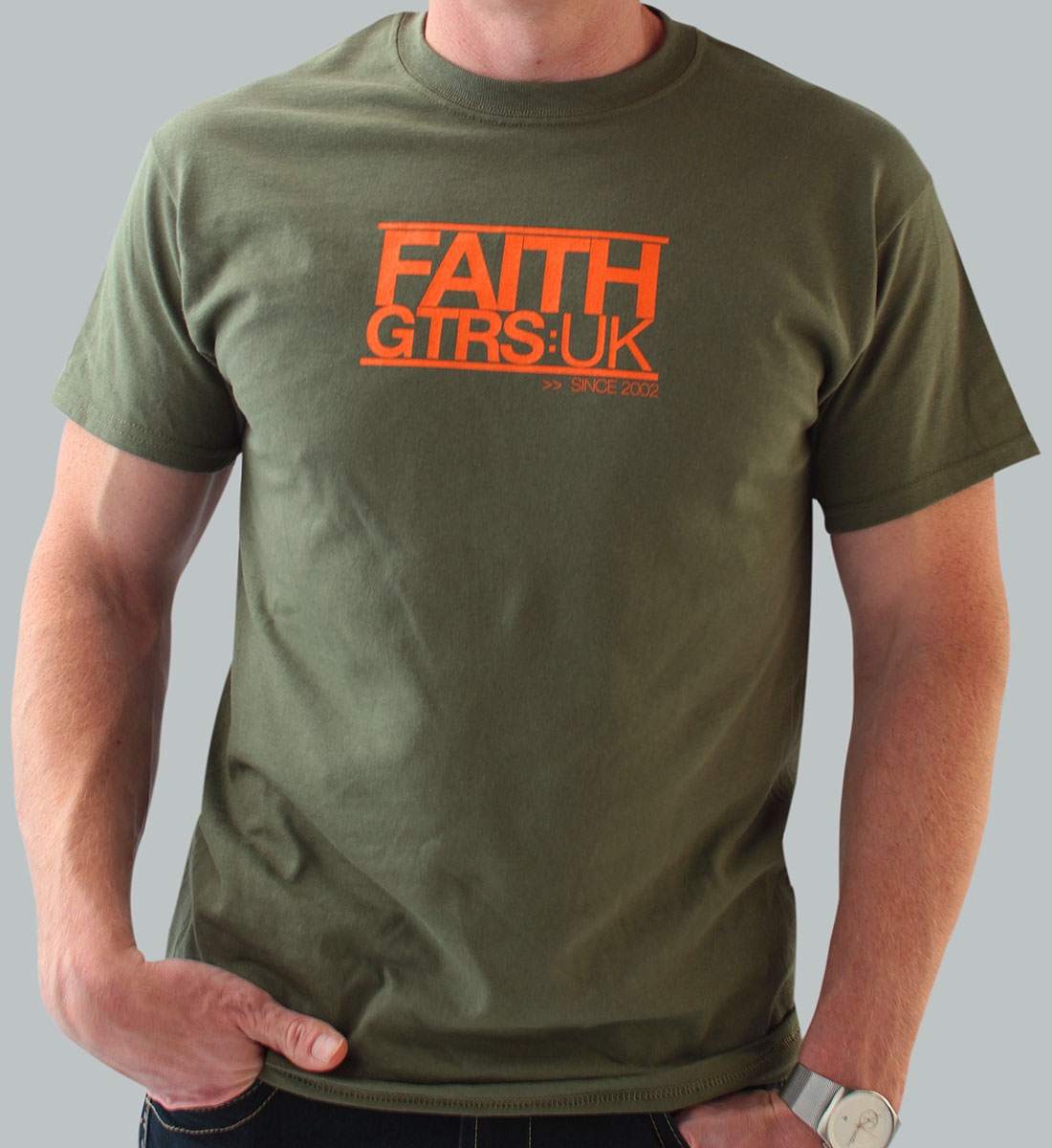 Faith Guitars T-Shirt Green/Orange - X-Large - Image 1