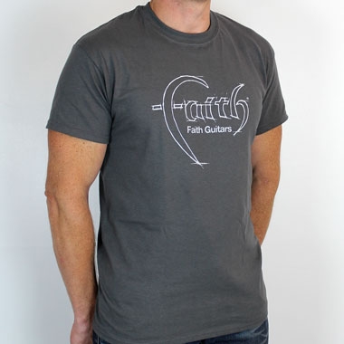 Faith Guitars T-Shirt Charcoal/White - Medium - Image 2