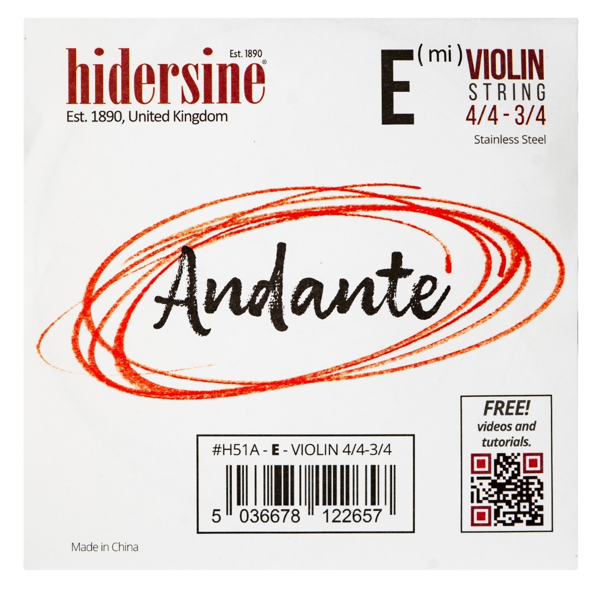 Hidersine Andante Violin E String 4/4 - 3/4 - Image 1
