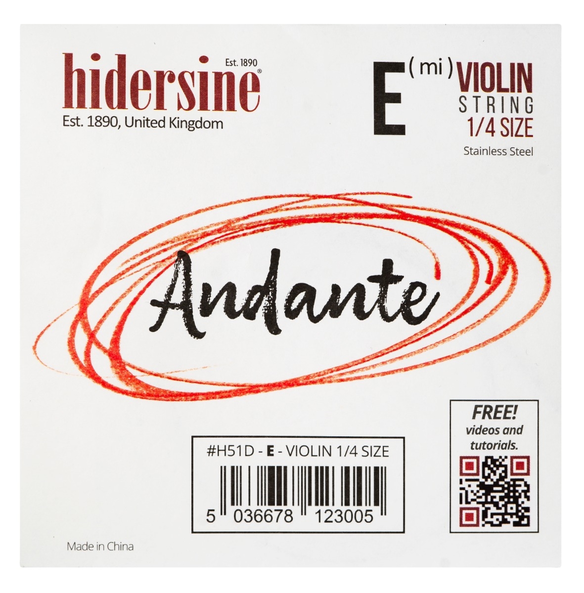 Hidersine Andante Violin E String 1/4 - Image 1
