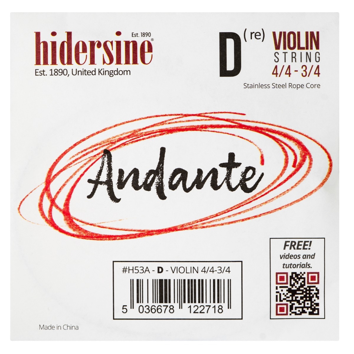 Hidersine Andante Violin D String 4/4 - 3/4 - Image 1