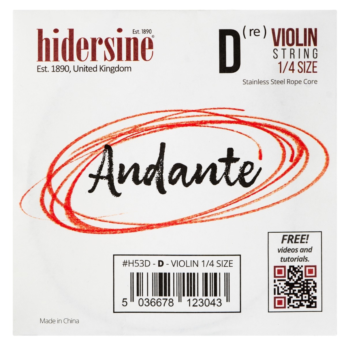 Hidersine Andante Violin D String 1/4 - Image 1