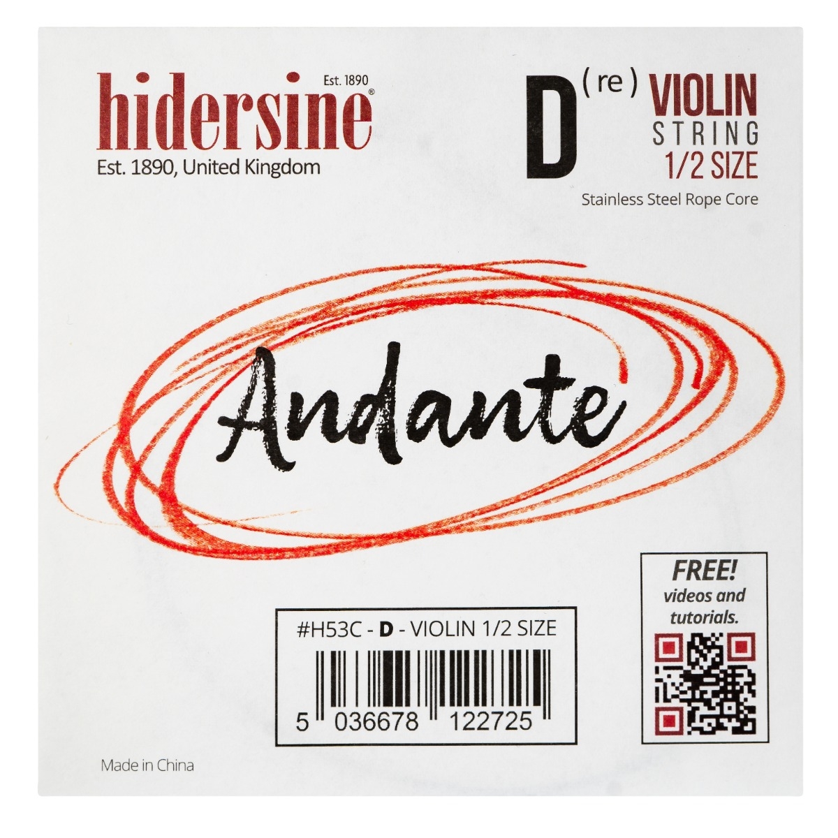 Hidersine Andante Violin D String 1/2 - Image 1
