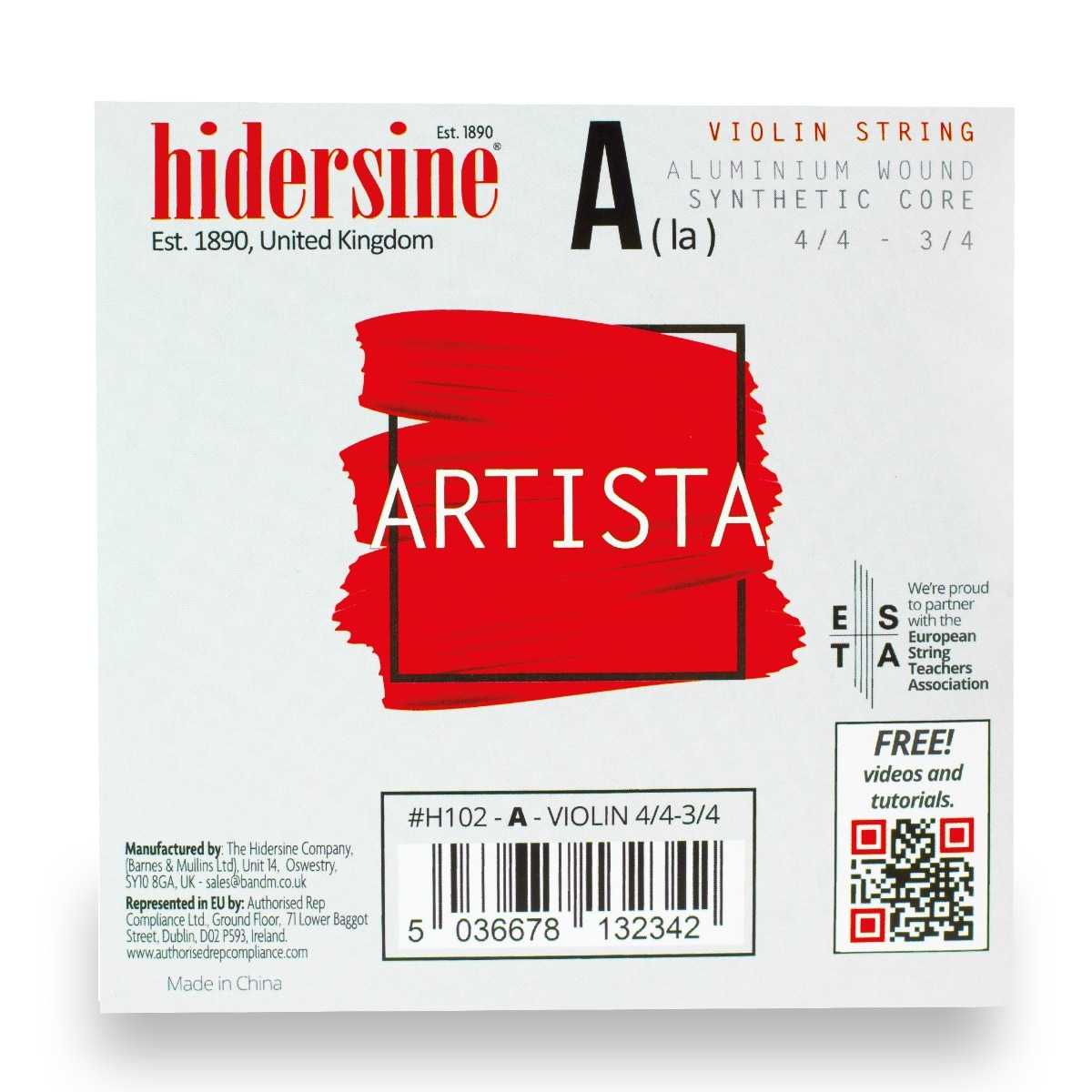 Hidersine Artista Violin A String – Aluminium Wound, Synthetic Core – 4/4–3/4 Size - Image 1