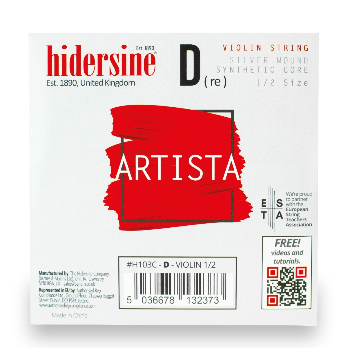 Hidersine Artista Violin D String – Silver Wound, Synthetic Core – 1/2 Size - Image 1