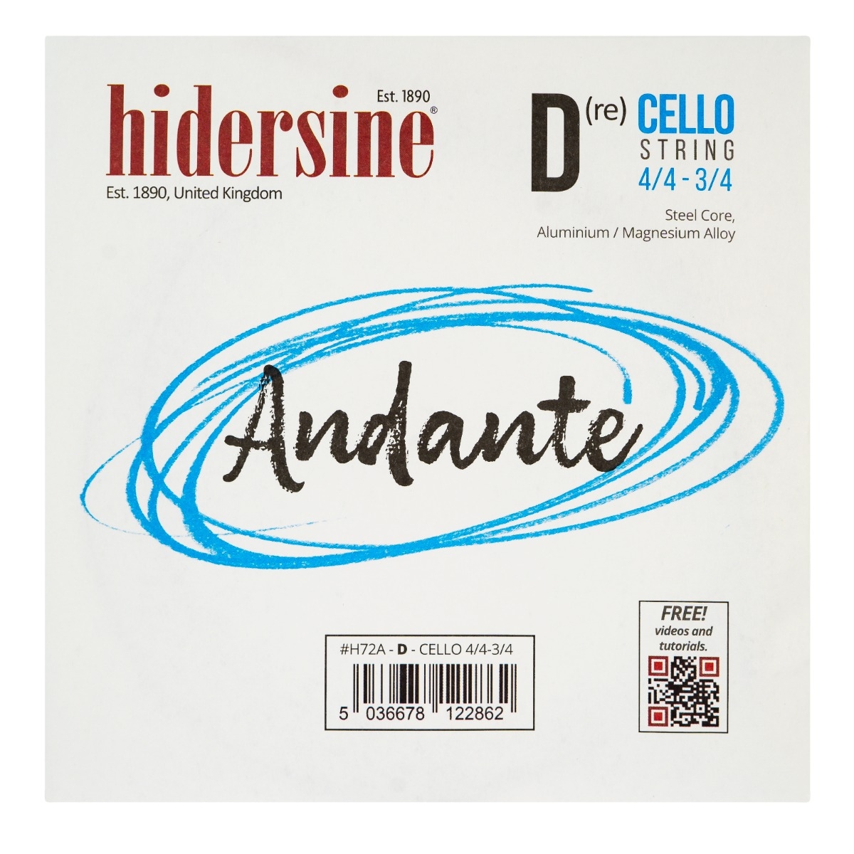 Hidersine Andante Cello D String 4/4 - 3/4 - Image 1