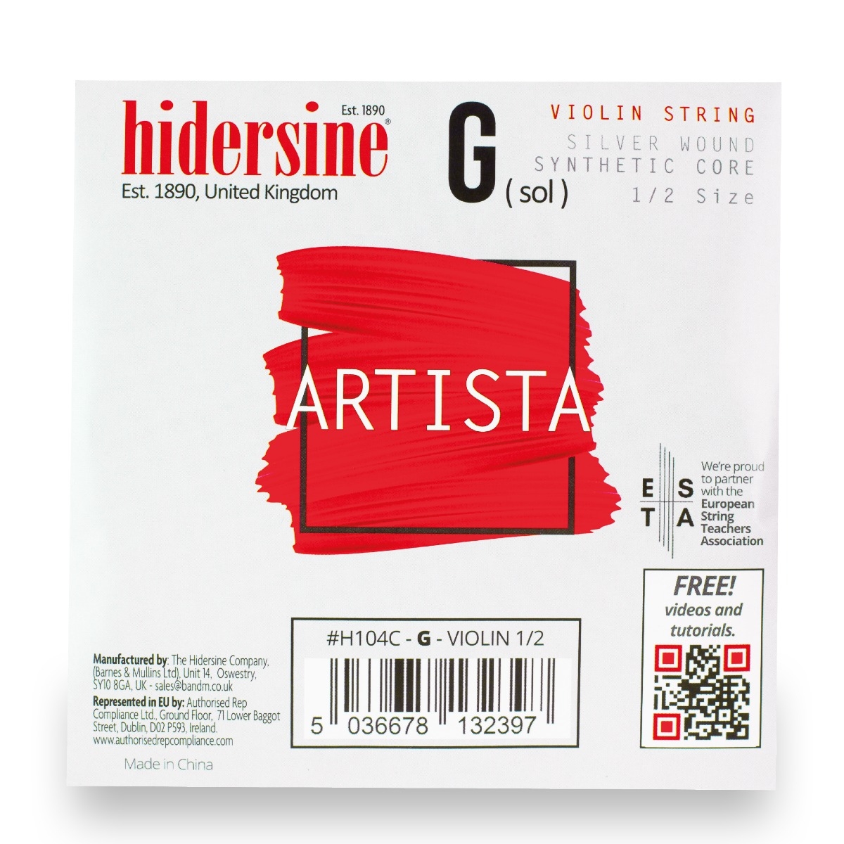 Hidersine Artista Violin G String – Silver Wound, Synthetic Core – 1/2 Size - Image 1