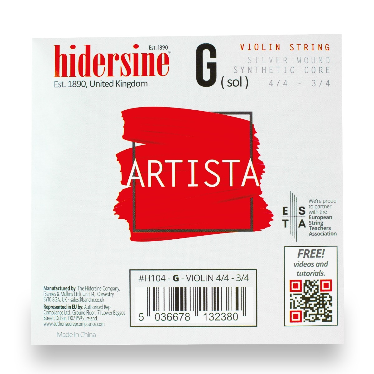 Hidersine Artista Violin G String – Silver Wound, Synthetic Core – 4/4–3/4 Size - Image 1