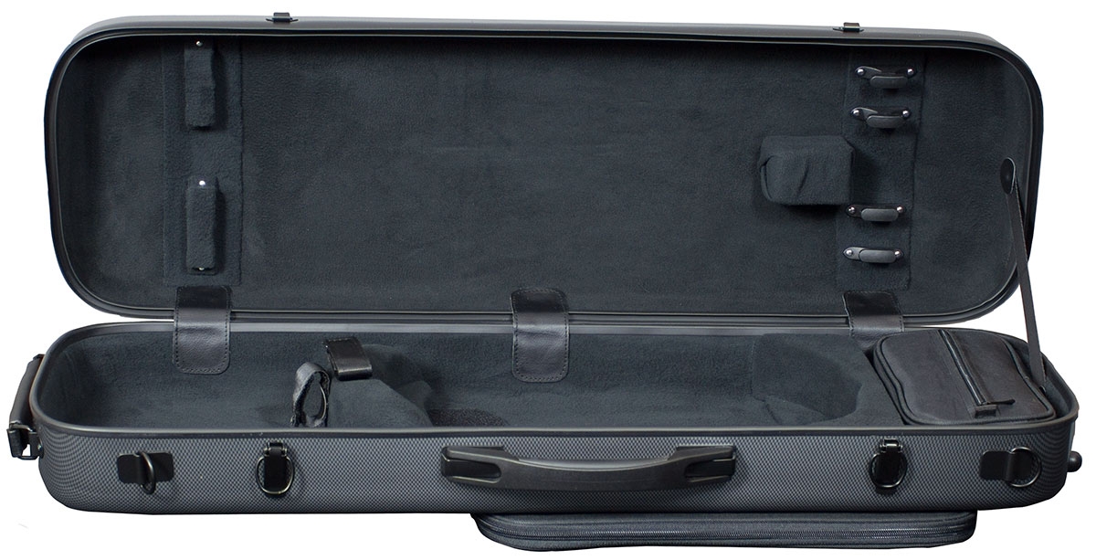 Hidersine Violin Case - Polycarbonate Oblong Carbon Fibre Effect - Image 1