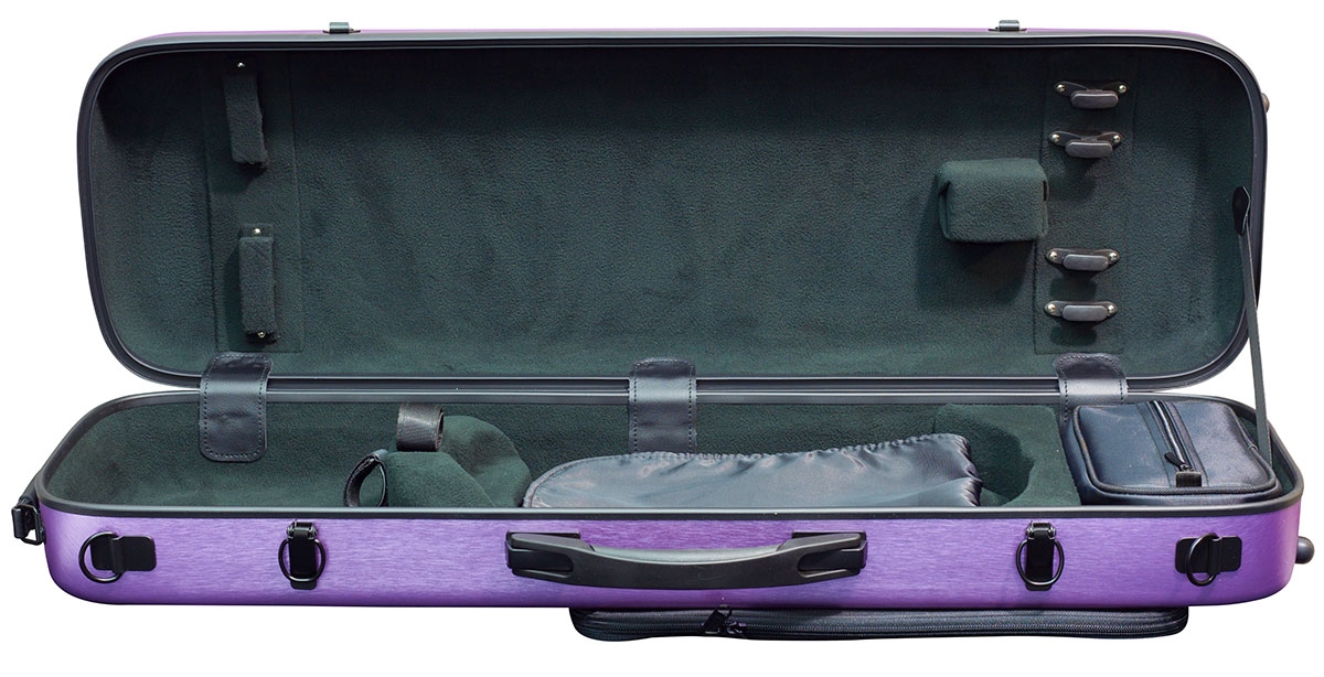 Hidersine Violin Case - Polycarbonate Oblong Brushed Purple - Image 3