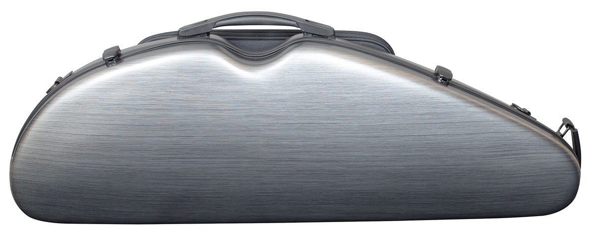 Hidersine Violin Case - Polycarbonate Halfmoon Brushed Silver - Image 1
