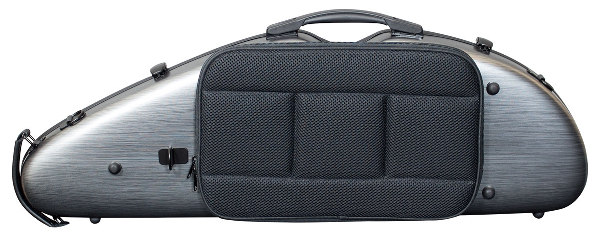 Hidersine Violin Case - Polycarbonate Halfmoon Brushed Silver - Image 2