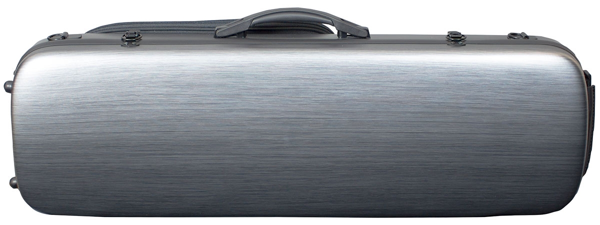 Hidersine Violin Case - Polycarbonate Oblong Brushed Silver - Image 1