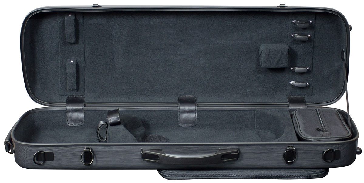 Hidersine Violin Case - Polycarbonate Oblong Brushed Silver - Image 4