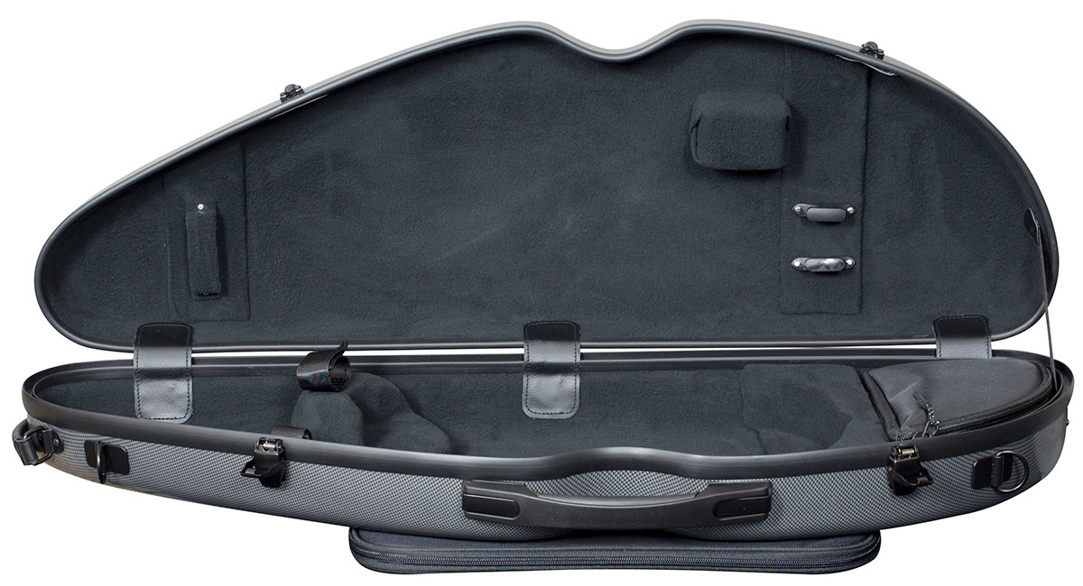 Hidersine Violin Case - Polycarbonate Halfmoon Carbon Fibre Effect - Image 2