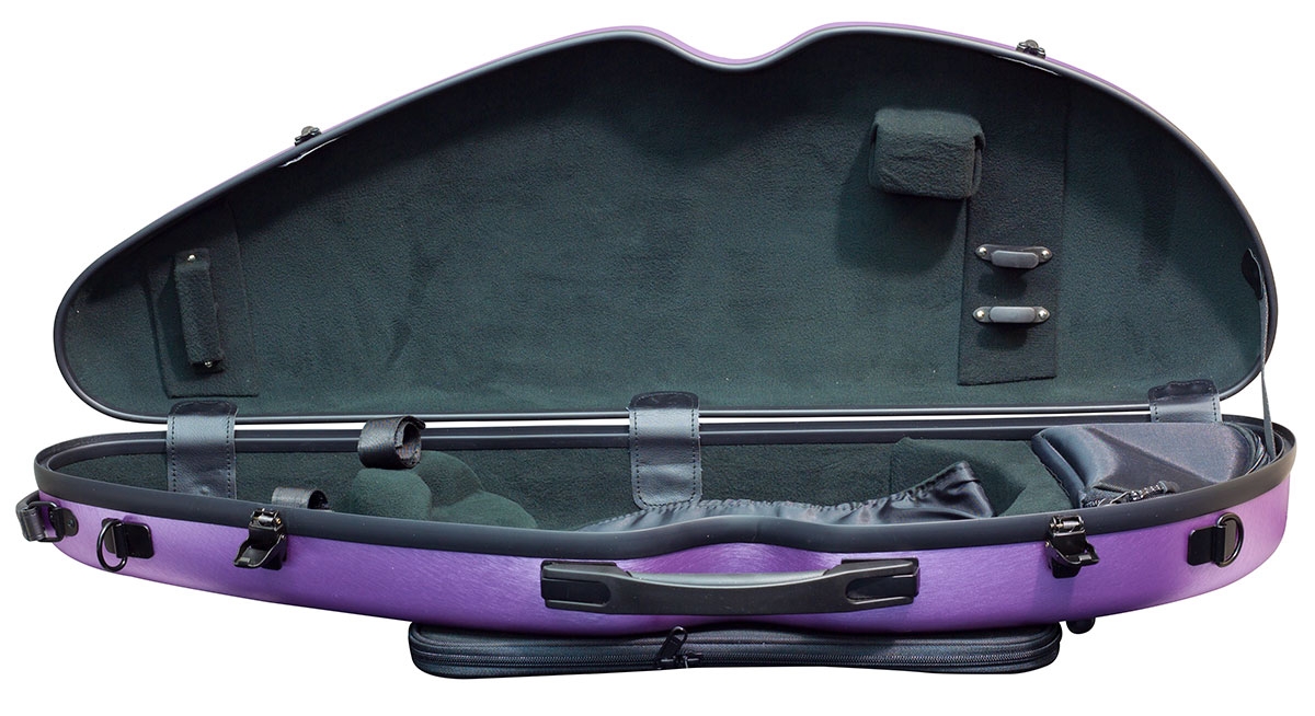 Hidersine Violin Case - Polycarbonate Halfmoon Brushed Purple - Image 2