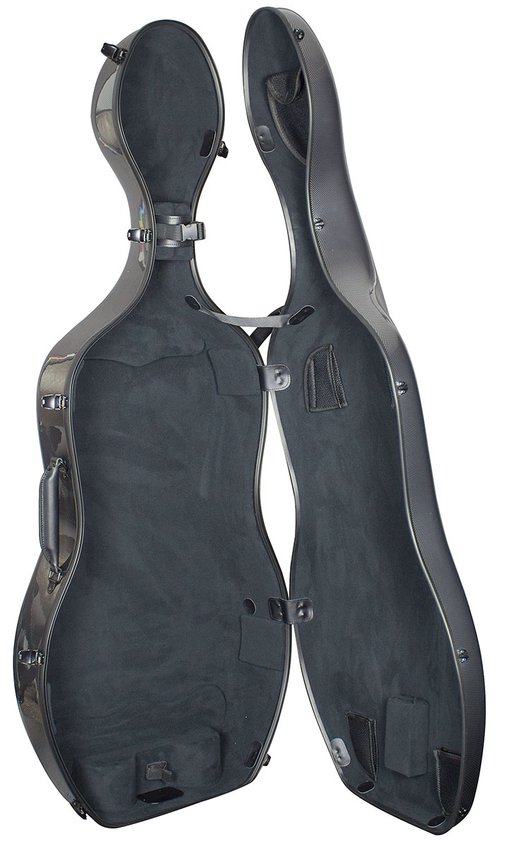 Hidersine Cello Case - Polycarbonate Carbon Fibre Effect - Image 1