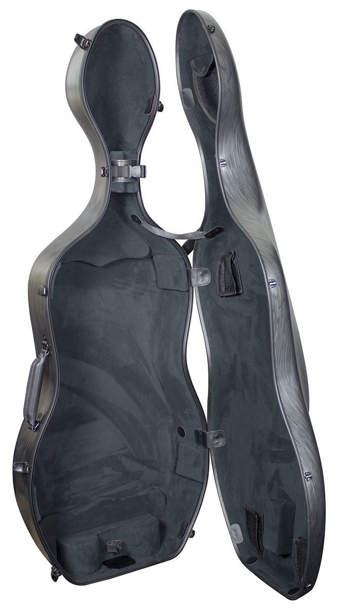 Hidersine Cello Case - Polycarbonate Brushed Silver - Image 1