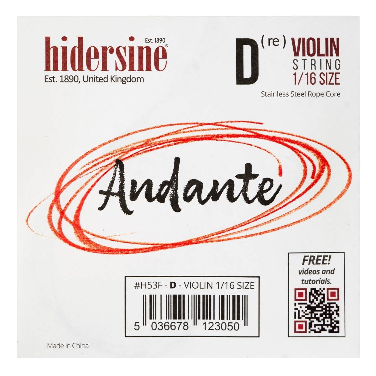 Hidersine Andante Violin D String 1/16 - Image 1